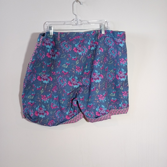 Sundance Linen Blend Kalini Shorts i.n Blue Floral Size XXL - Picture 2 of 7